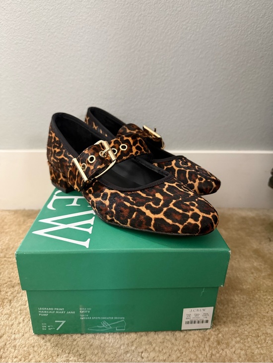 J. Crew Shoes - J. Crew Leopard-Print Mary Jane Flats with Gold Buckles